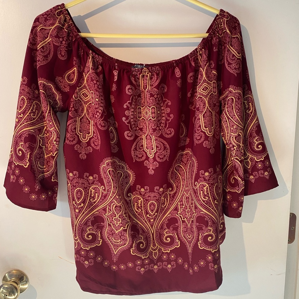Elegant Burgundy Paisley Women's Top